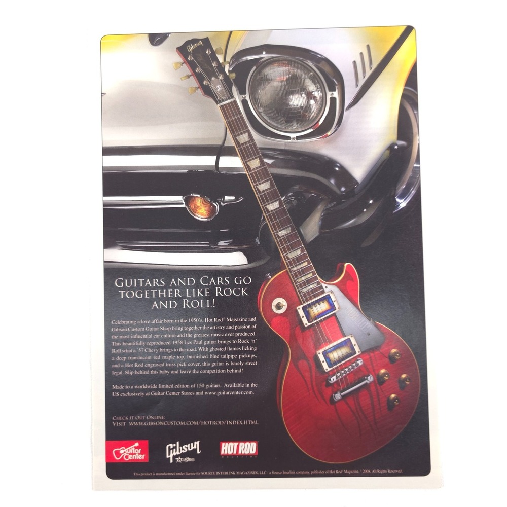 Gibson Les Paul Guitar Classic Car Fender Grill Collectors Print Ad Hot Rod
